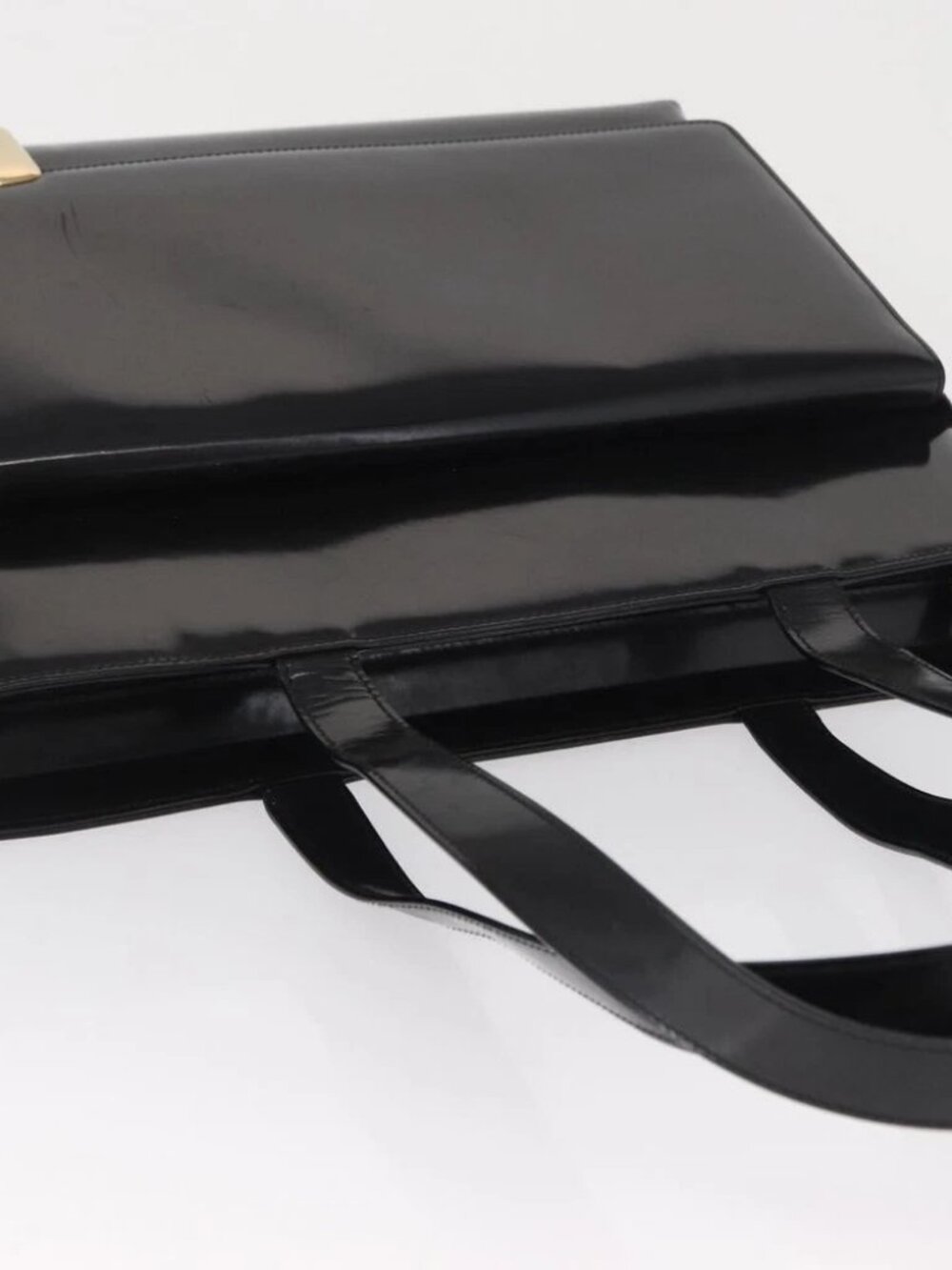 GUCCI Tote Bag Patent leather Black Gold Auth - Picture 6 of 16